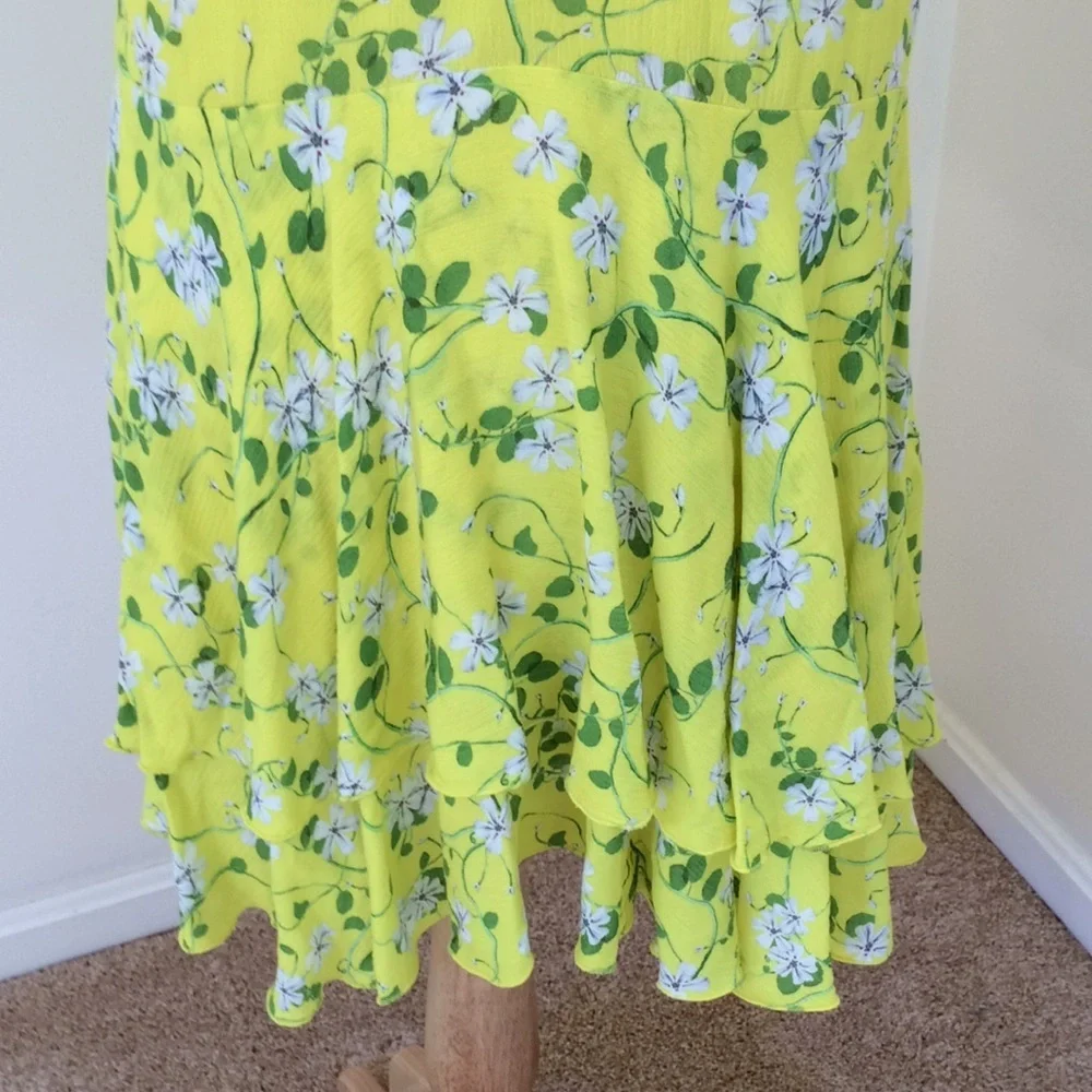 ALICE & OLIVIA Size 6 yellow floral layered dress - Picture 3 of 10